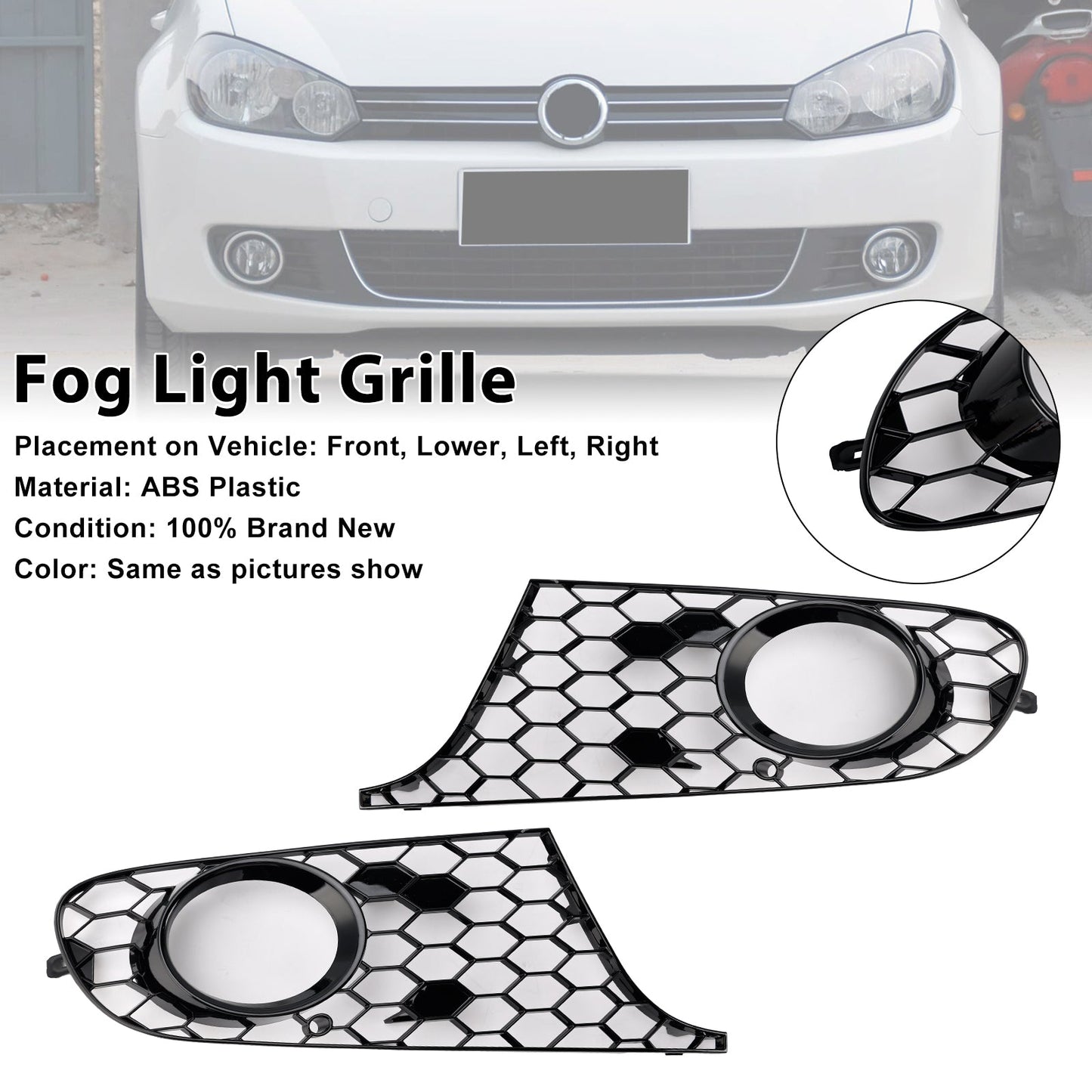 2009-2013 VW MK6 Golf Jetta 2PCS Fog Light Cover Grille Grill 5K0853665