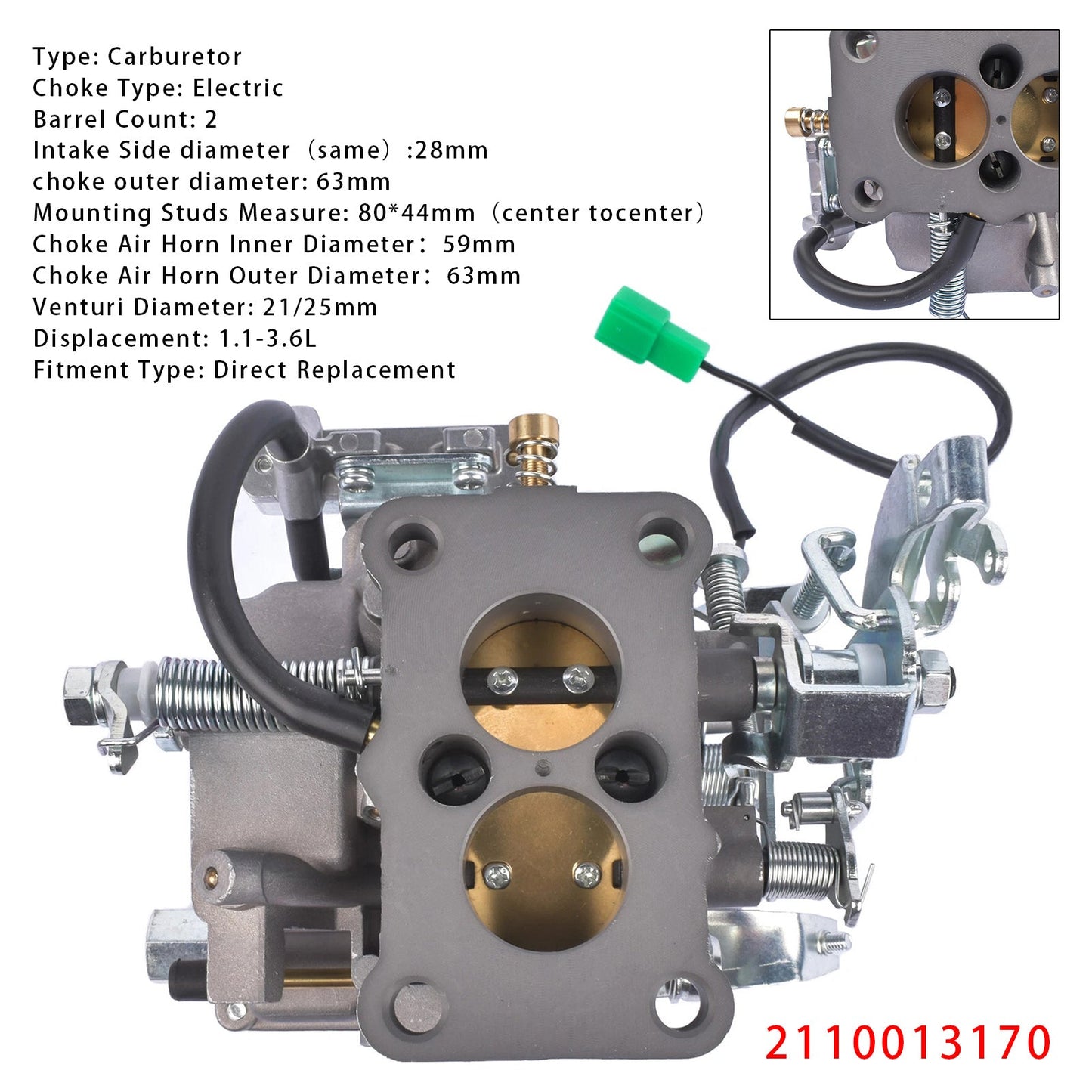 Carburetor Carb Kit 2110013170 For Toyota Corolla DLX Coupe 2-Door 1981 1.8L