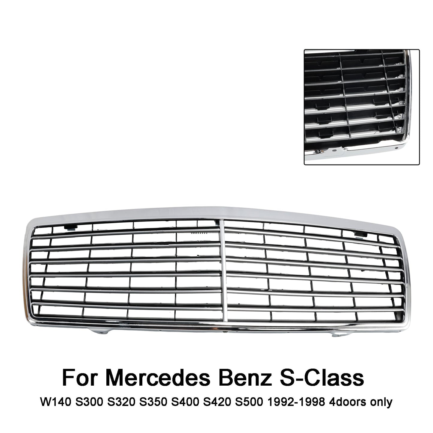 1992-1998 Mercedes Benz S-Class W140 Chrome Front Bumper Grill Grille