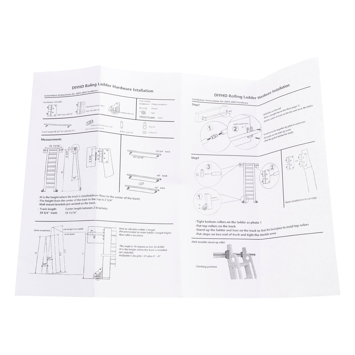 Rolling Library Sliding Ladder Hardware Kit with Brake 3.3FT Round Tube