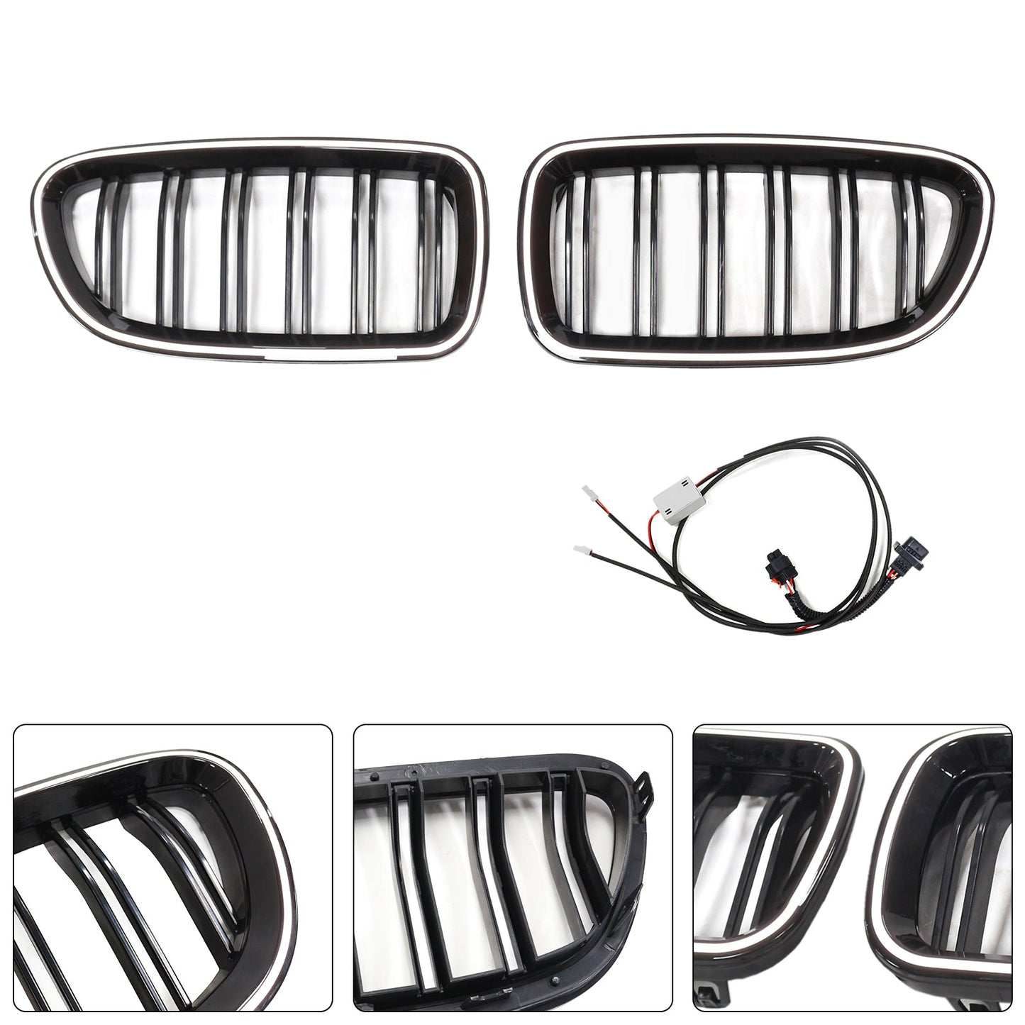 Kidney Bumper Grill Grille Fit BMW 5 Series F10 F11 2010-2016 Gloss Black 51137203649 51137203203