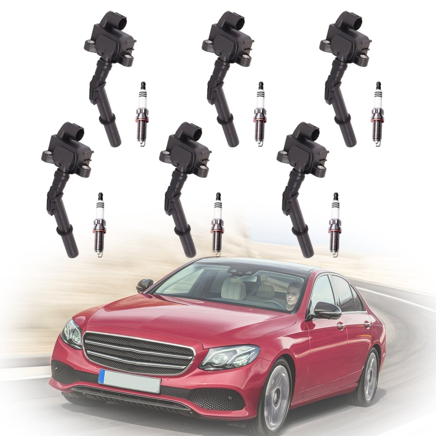 2012 Mercedes-Benz S63 AMG V8 6.2L Ignition Coil +Spark Plug UF741 6pcs 2769063700