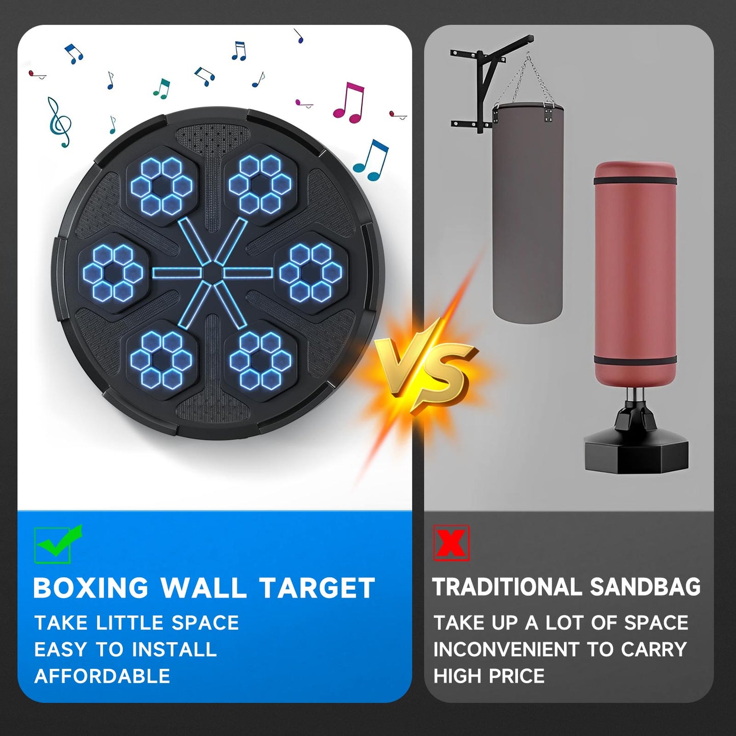 Boxing Wall Mount Training Target Bluetooth Music Indoor React Exercise Machine