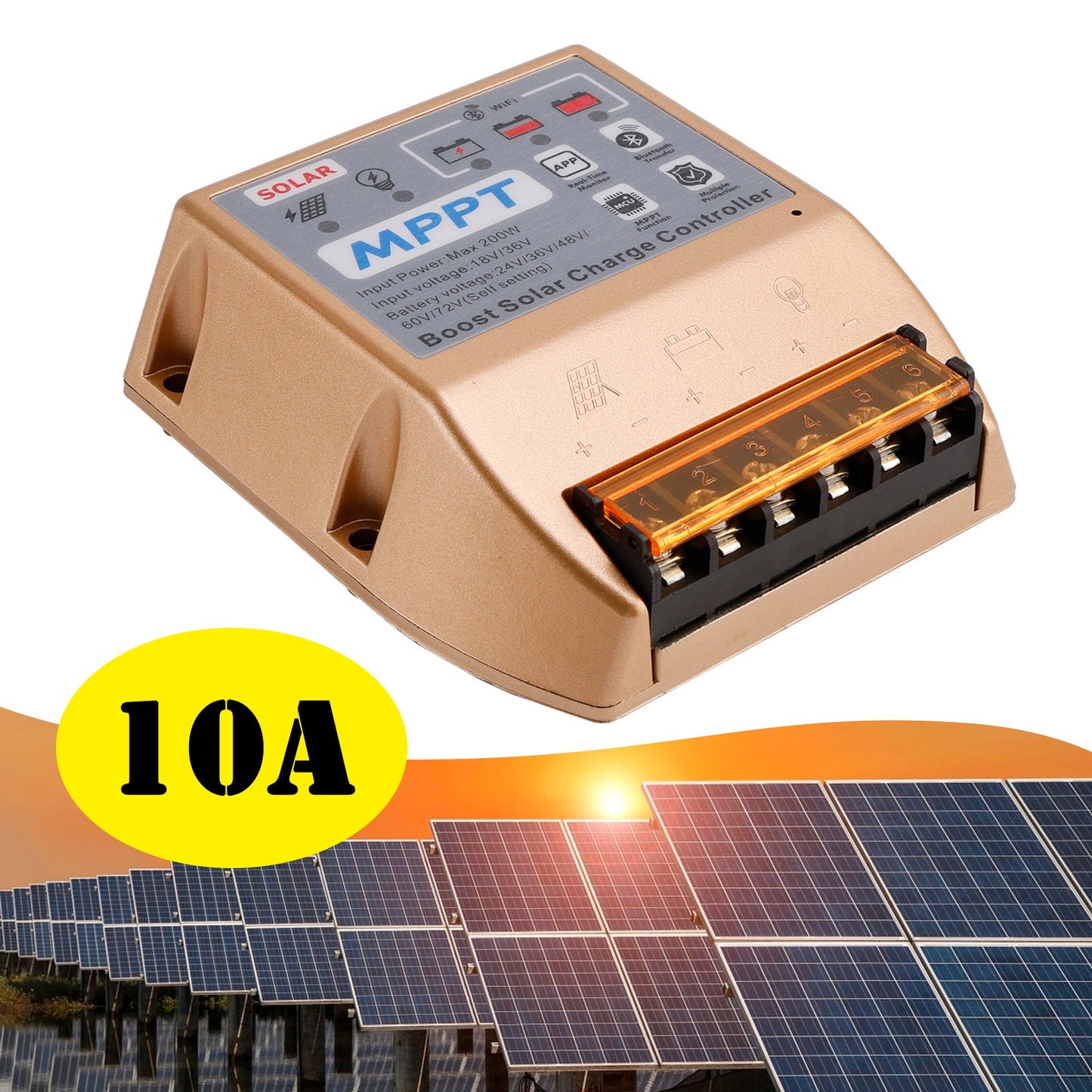 10A/20A/30A Boost MPPT Solar Controller 24V36V48V60V72V Mobile APP Smart Control