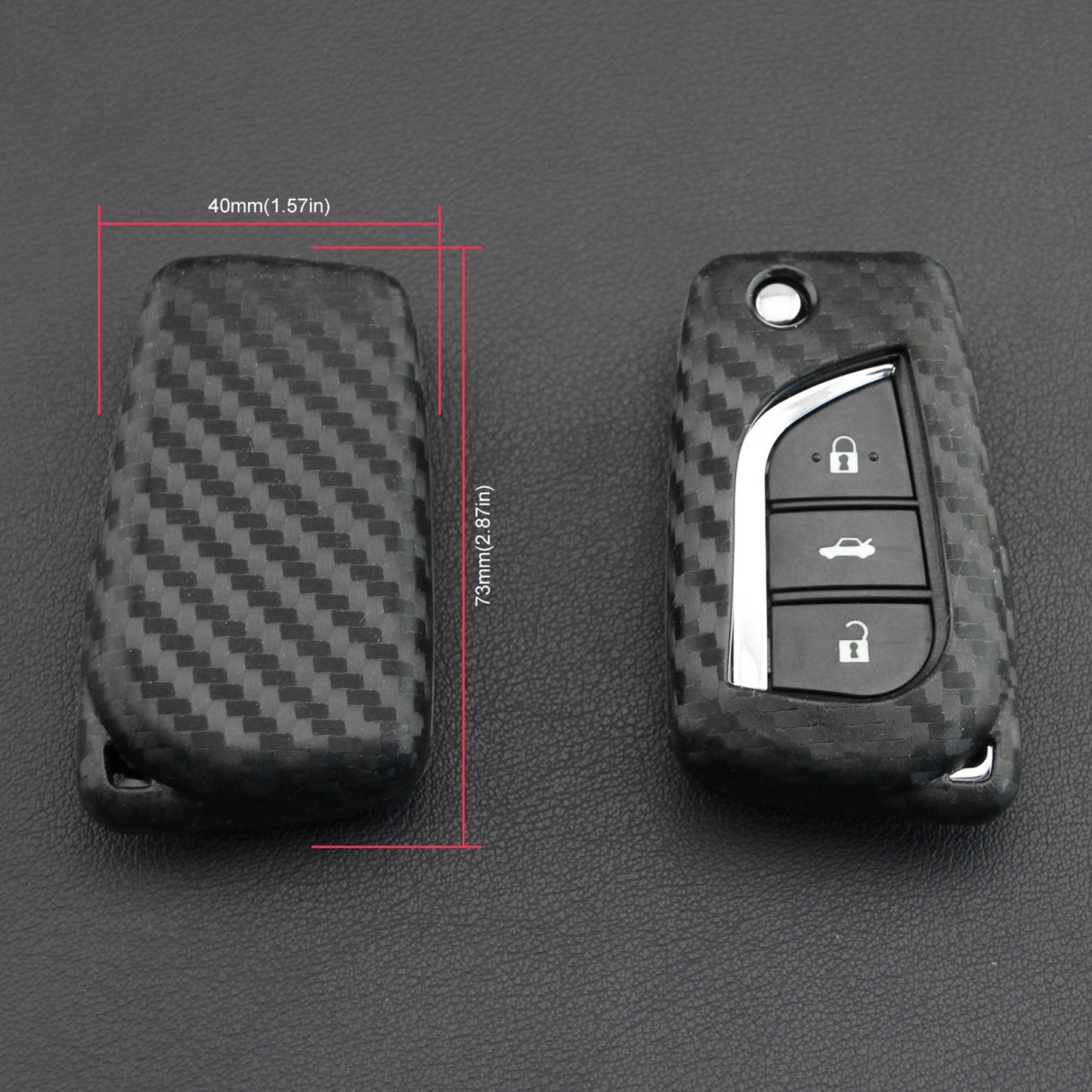 Leather Silicone Car Key Case Cover With Buckle For Toyota