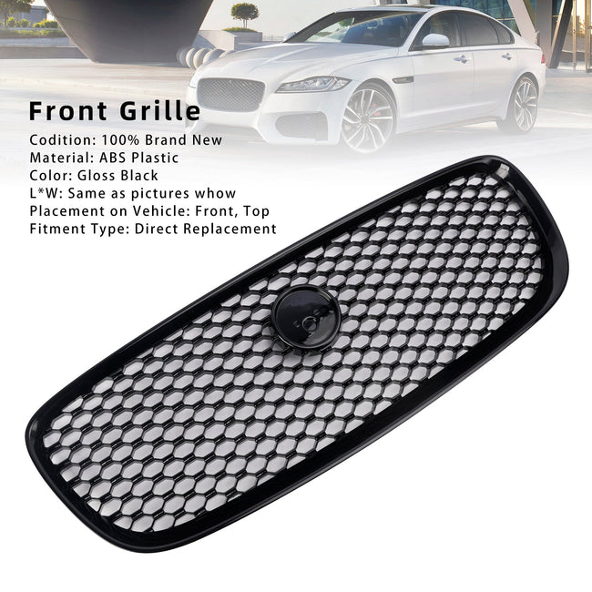 2016-2019 Jaguar XF XF-R Style Front Bumper Grill Grille Gloss Black