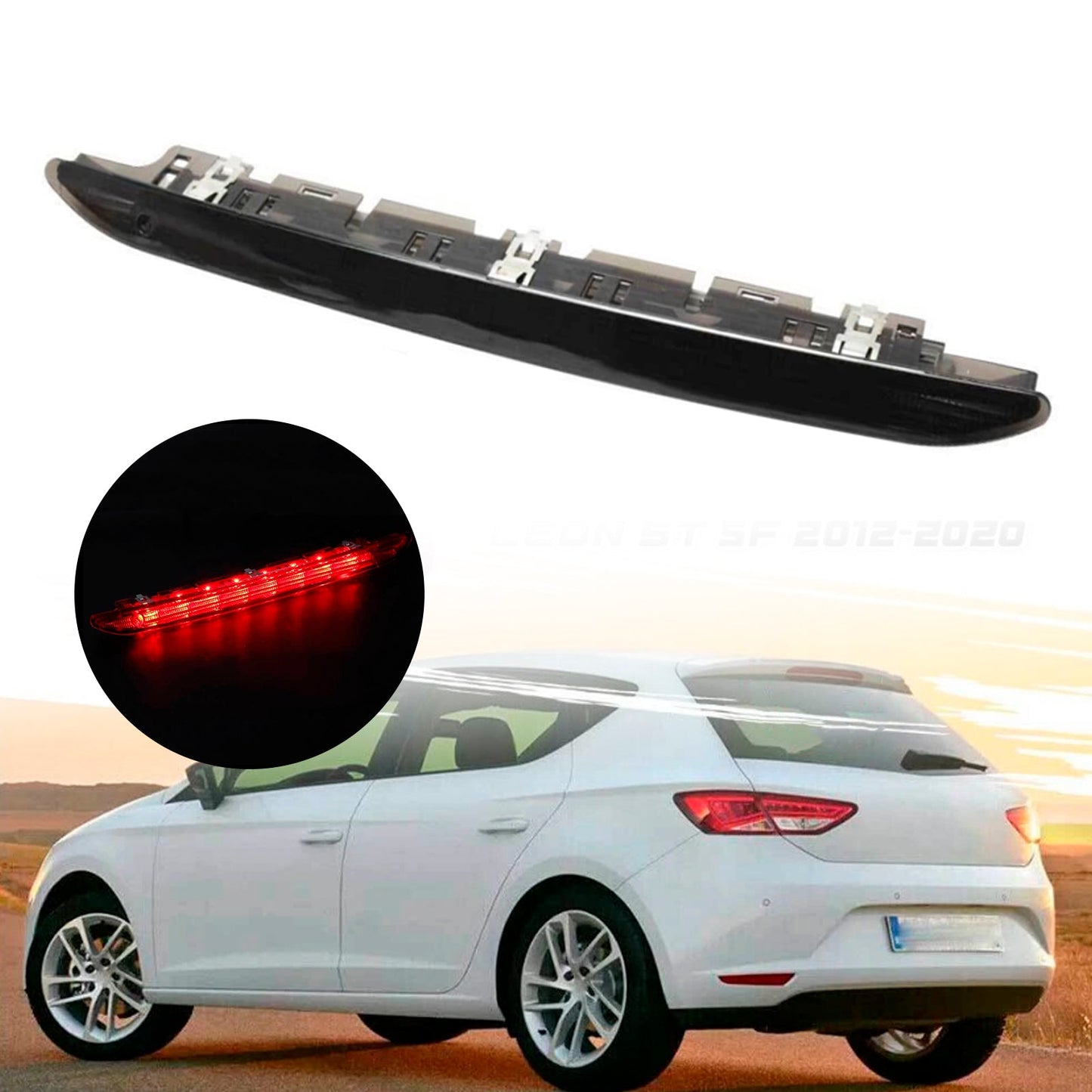 2011-2016 Seat Leon 5F Black Lens High Level Brake LED Light Rear 3rd Stop