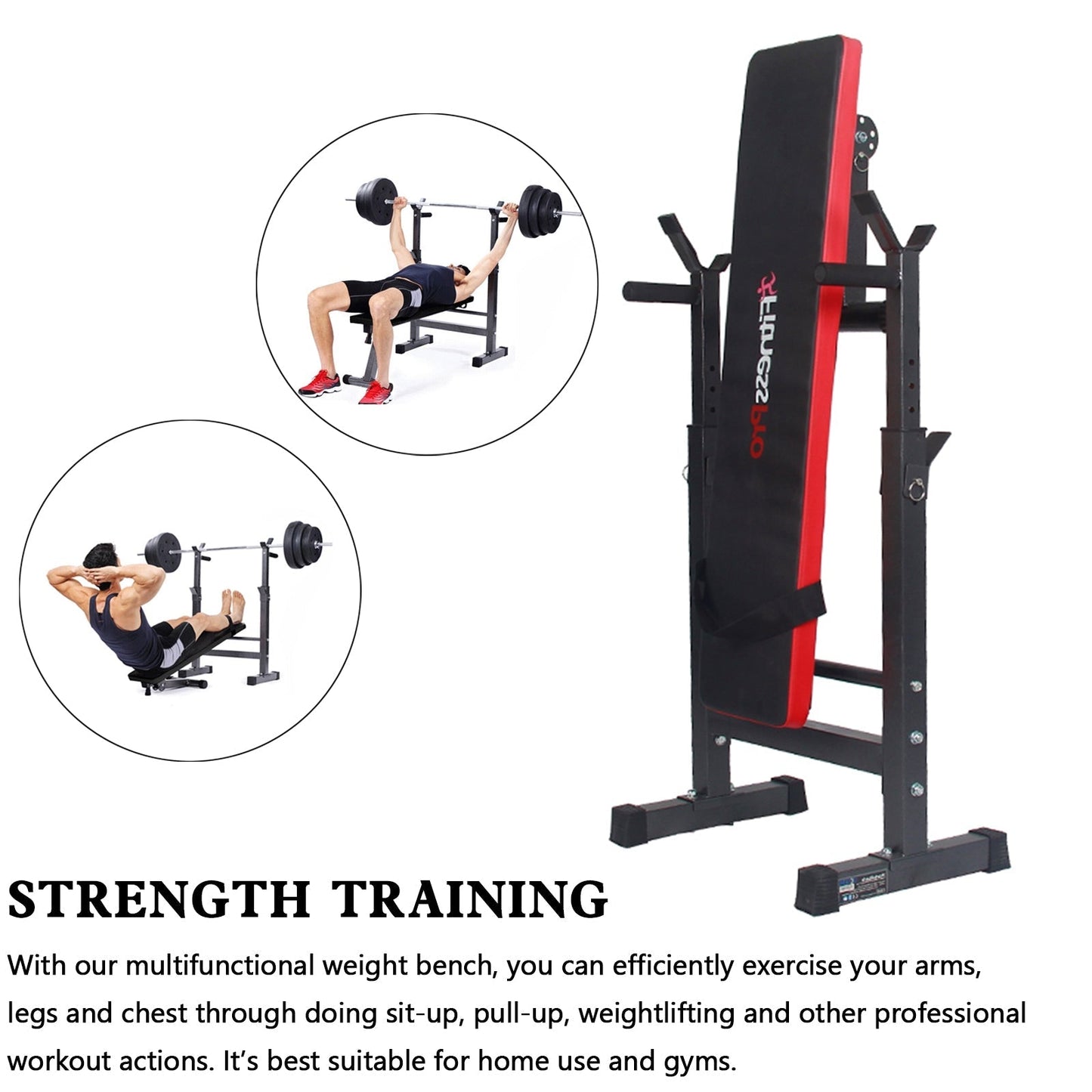 Adjustable Weight Bench Folding Bench Press Bench w/Barbell Rack Pec workout