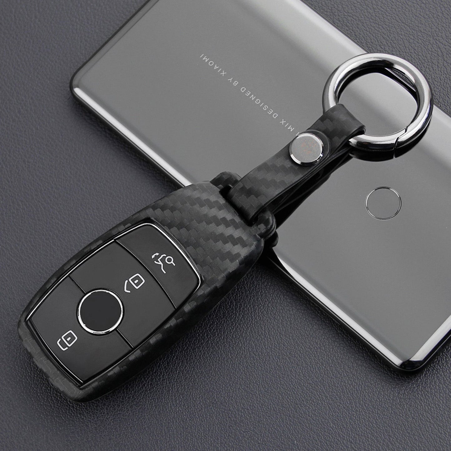 Leather Silicone Car Key Case Cover With Buckle For Mercedes-Benz E