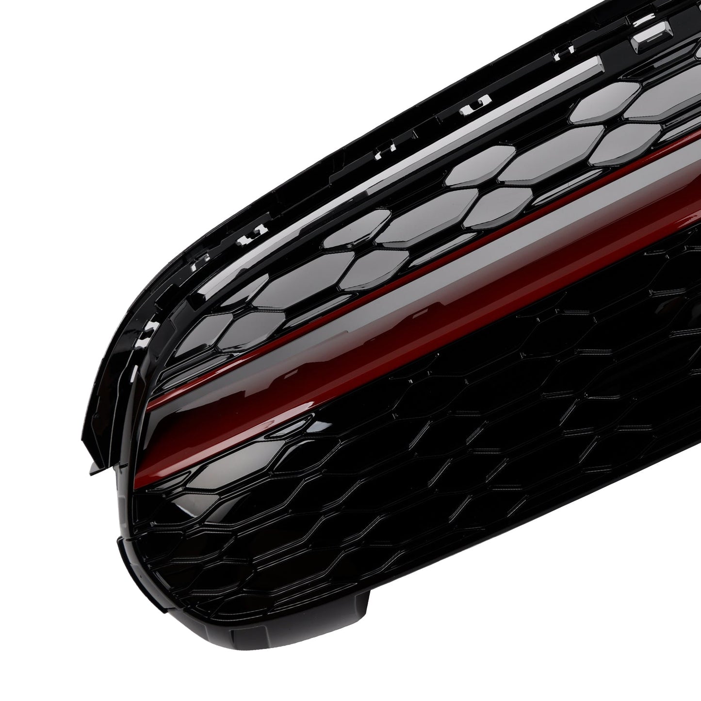 2014 onward MINI F55 5 Door Hatchback Cooper S, Cooper SD GP-Style Gloss Black Red Trim Front Grille