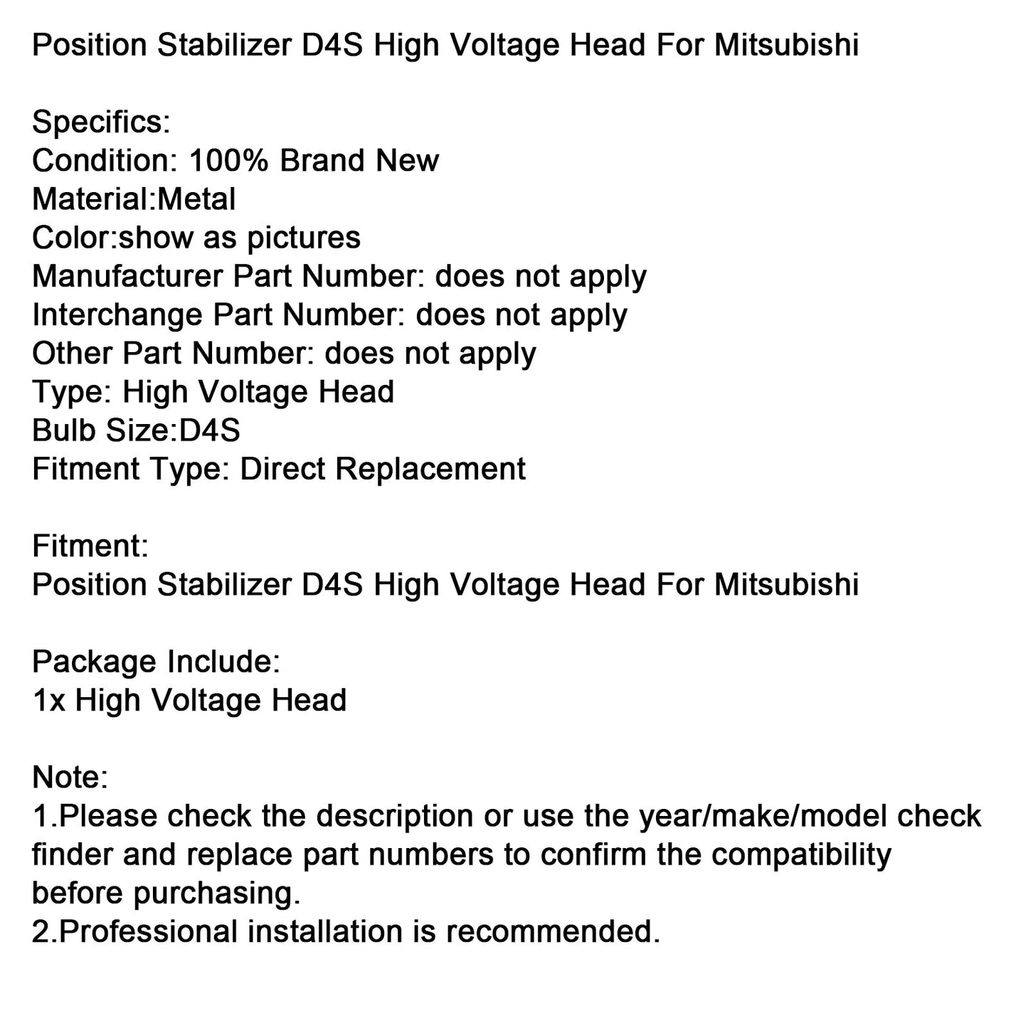Position Stabilizer D2S Special High Voltage Line