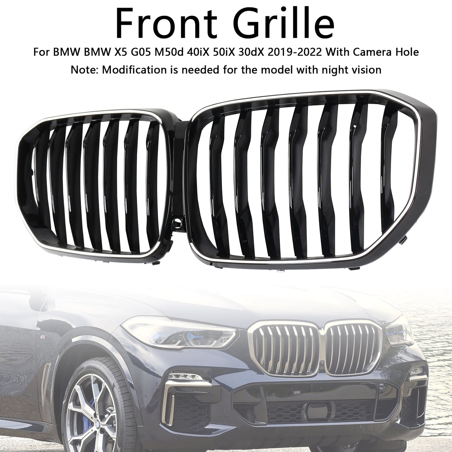2019-2022 BMW X5 G05 Gloss Black Front Kidney Grille M-Performance