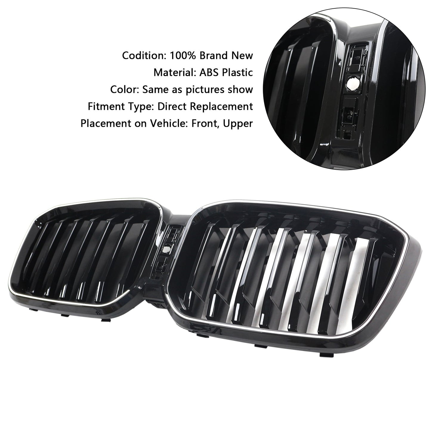 2022-2025 BMW X3 G01 X4 G02 Glossy Black Front Bumper Kidney Grille With Camera Hole