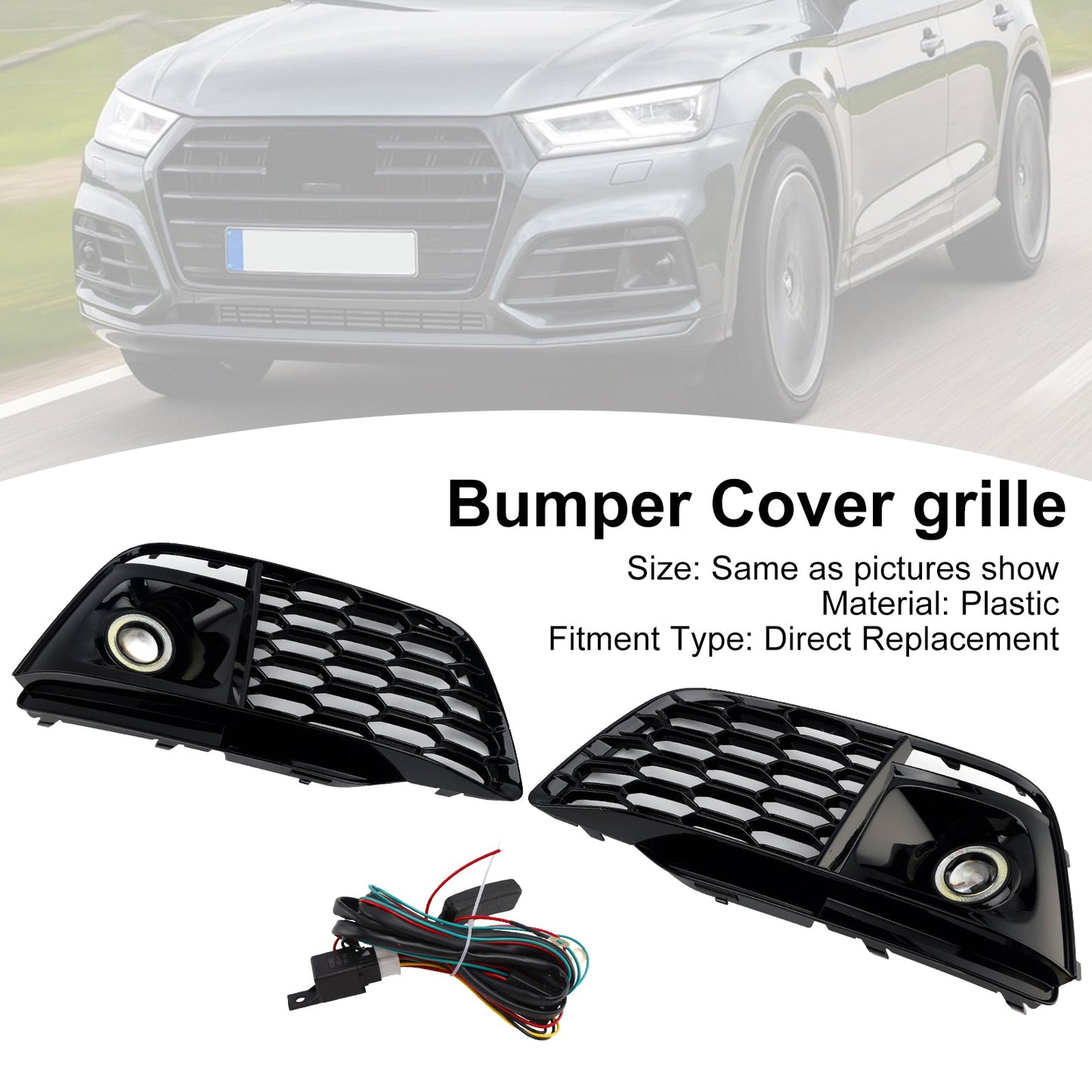 2018-2022 Fit Audi Q5 SQ5 Fog Light Grille Cover 80A807680L Pre-Facelift W/ACC