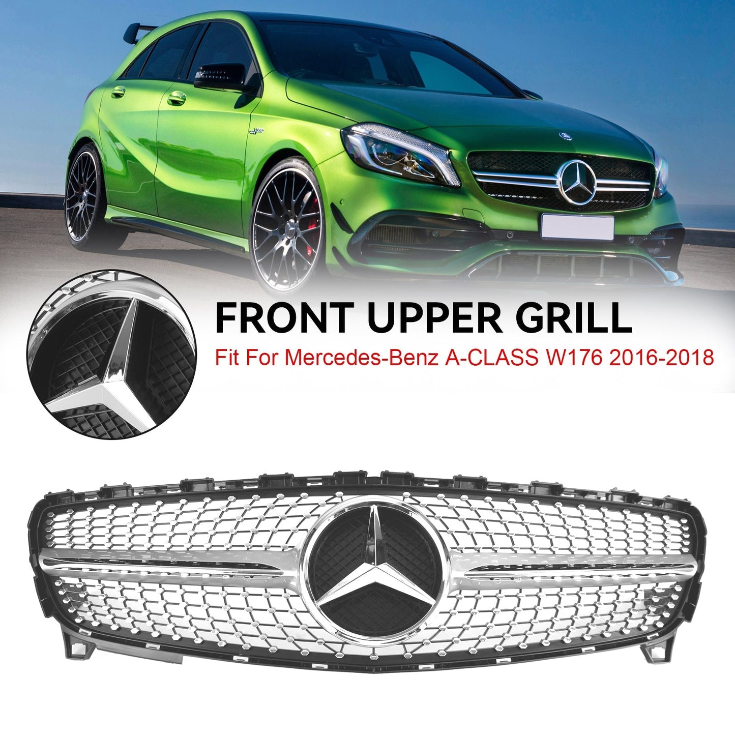 W176 A CLASS 2016-2018 MERCEDES BENZ Girll Diamond Front Bumper Grille Grill