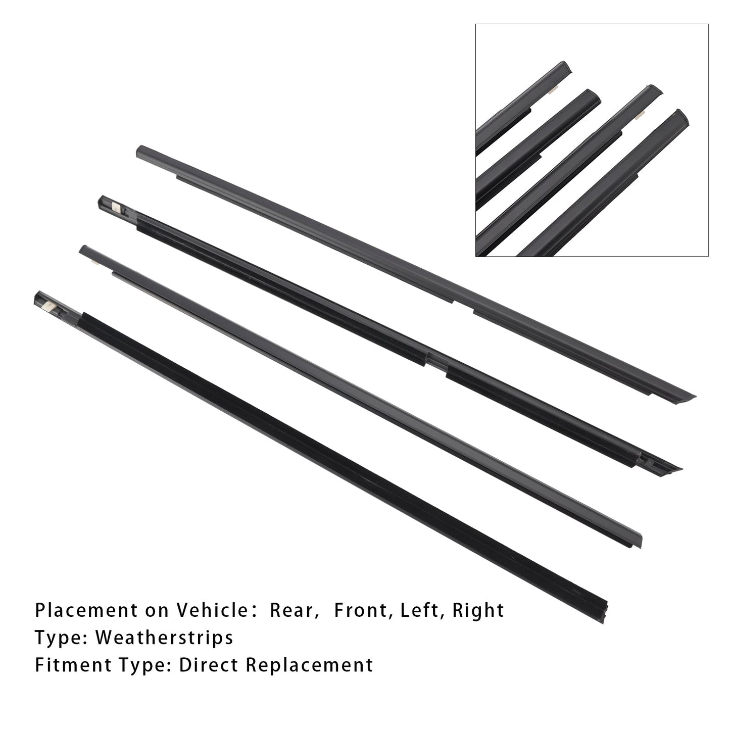 2009-2013 Suzuki Grand Vitara 4PCS Door Glass Belt Outer Molding Weatherstrip