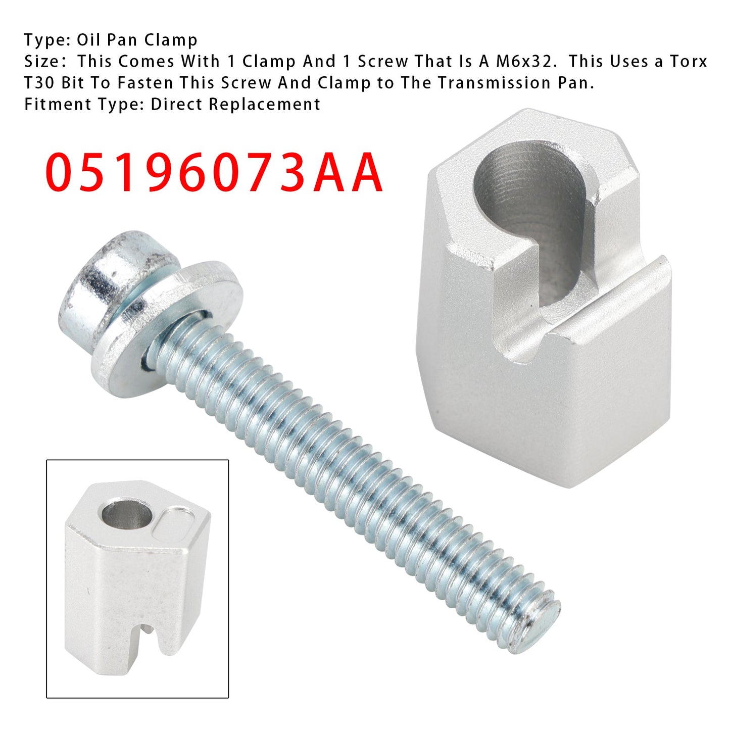 Transmission Oil Pan Clamp With Screw 05196073AA For Dodge Chrysler Jeep 02-2020