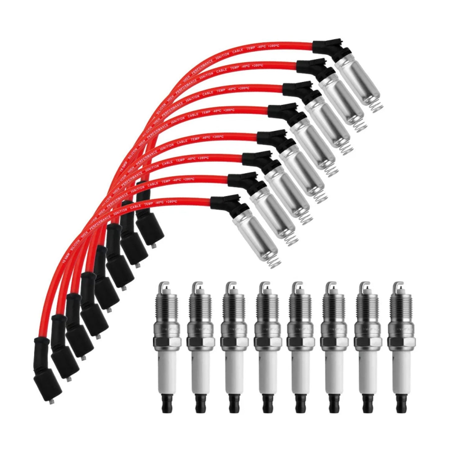 2008 Chevrolet Avalanche 5.3L V8 OHV FLEX Spark Plugs +Wires 10.5mm Set 19299585 8Pcs