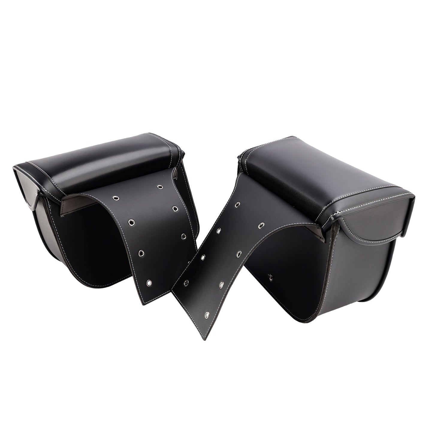 Universal Saddlebag Side Storage Tail Bag Pu Luggage Black 28L For Motorcycle