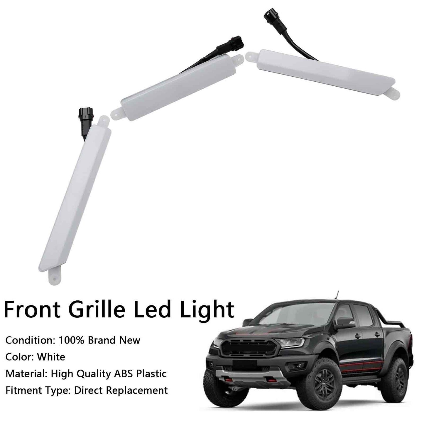 2019-2023 Ford Ranger T8 Ranger Raptor Style Front Bumper Grille Grill White Led Light