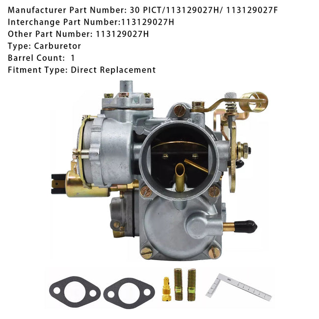 1950-1966 Volkswagen Beetle 30 PICT-1 Carburetor 1 Barrel 113129027H 113129027F