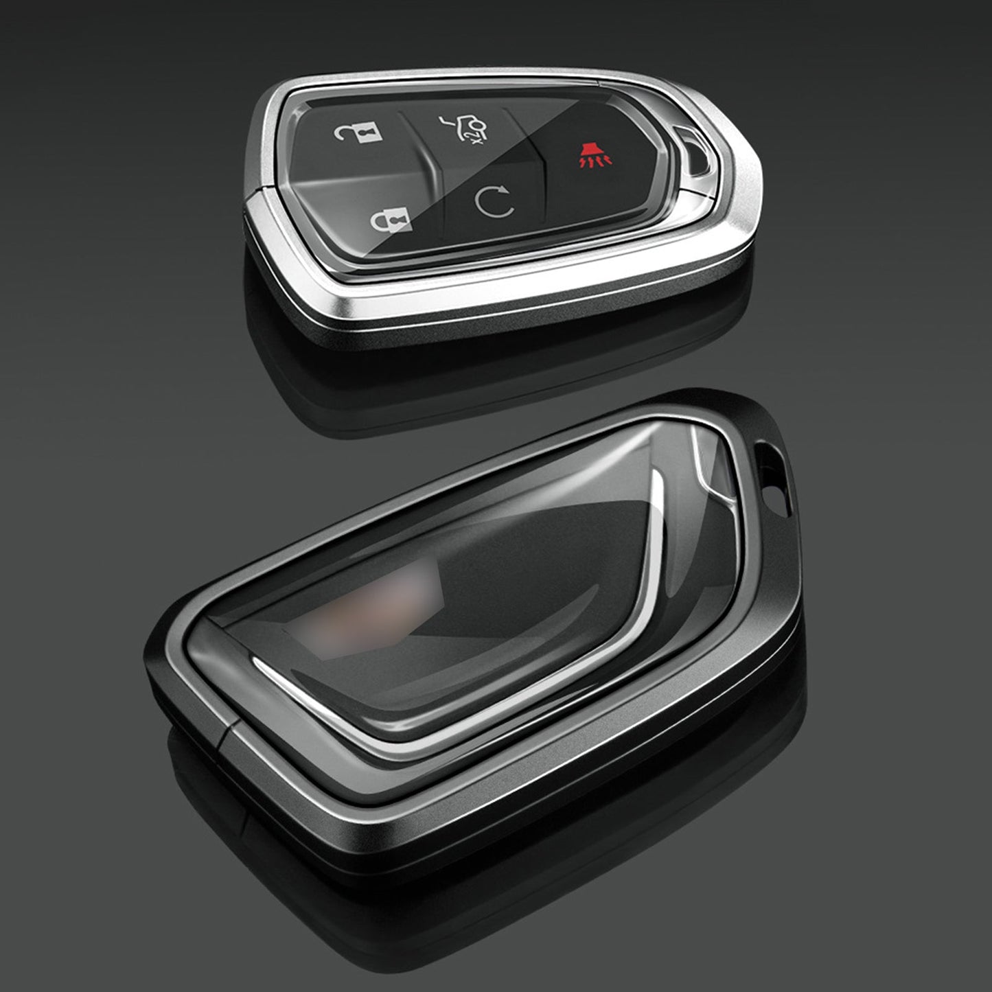 Aluminum Alloy TPU Black Car Key Case Cover With Buckle For Cadillac