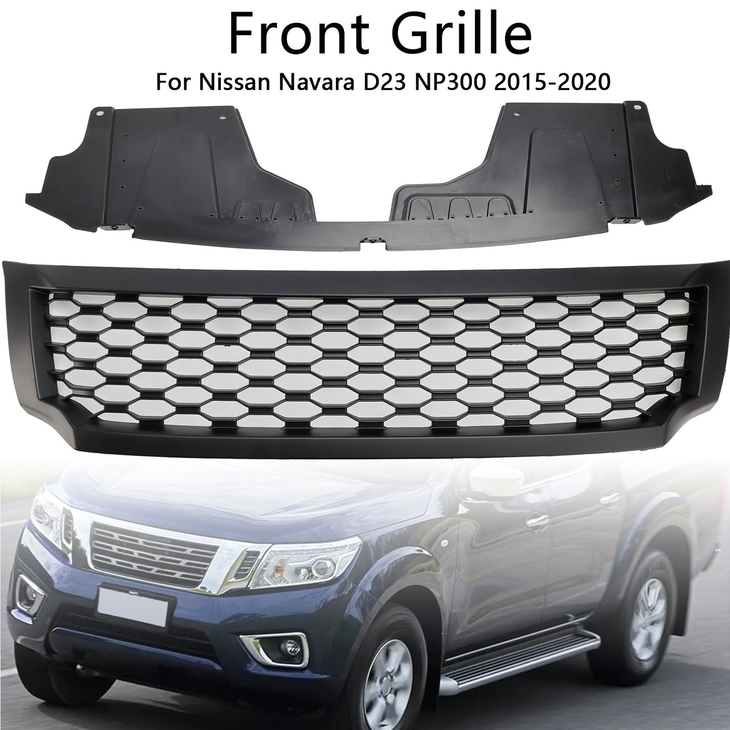 2015-2020 Nissan Navara NP300 D23 Matt Black Front Bumper Grill Grille