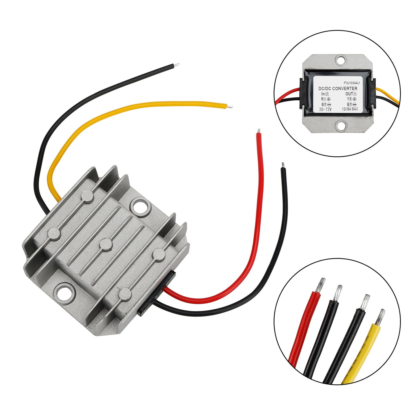 Waterproof Buck Step Down Converter 20-72V to DC12V 5A Car Power Module