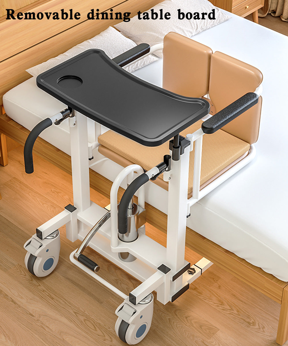 Hydraulic Patient Transfer Lift Wheelchair w/180°Split Seat And Table