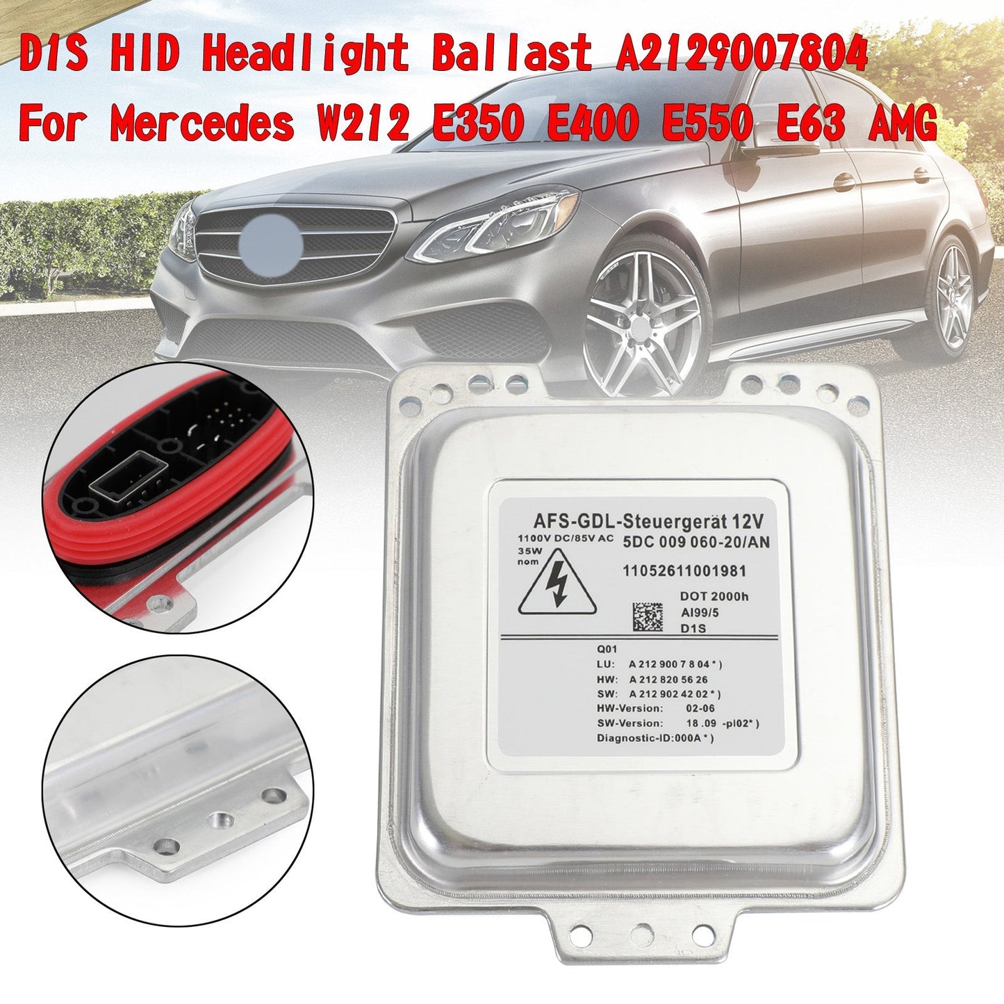 2009 -2013 Mercedes Benz E Class W212 Saloon D1S HID Headlight Ballast A2129007804 A2128205626