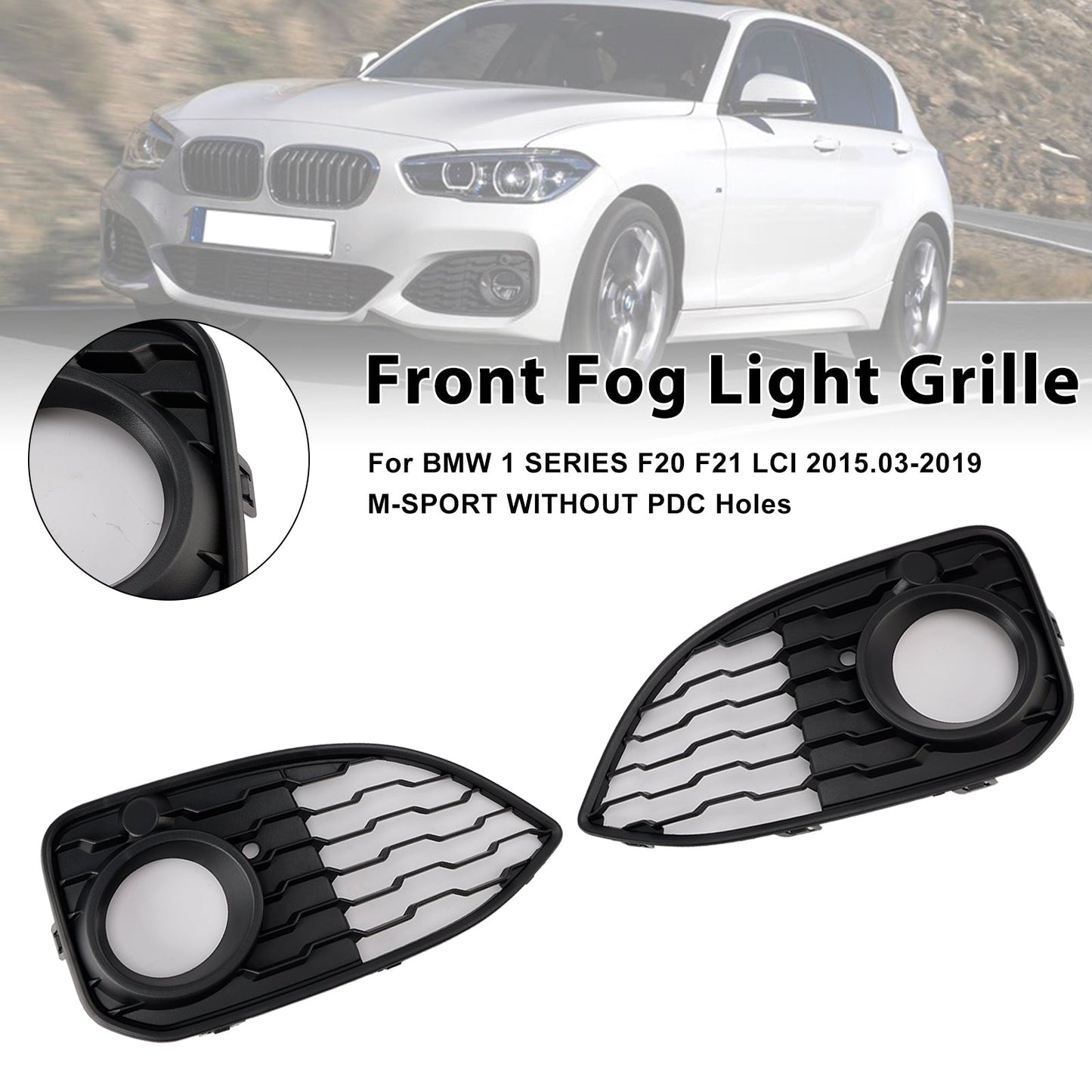 2015-2019 BMW 1 Series F20 F21 LCI M-Sport 2PCS Fog Light Cover Grille