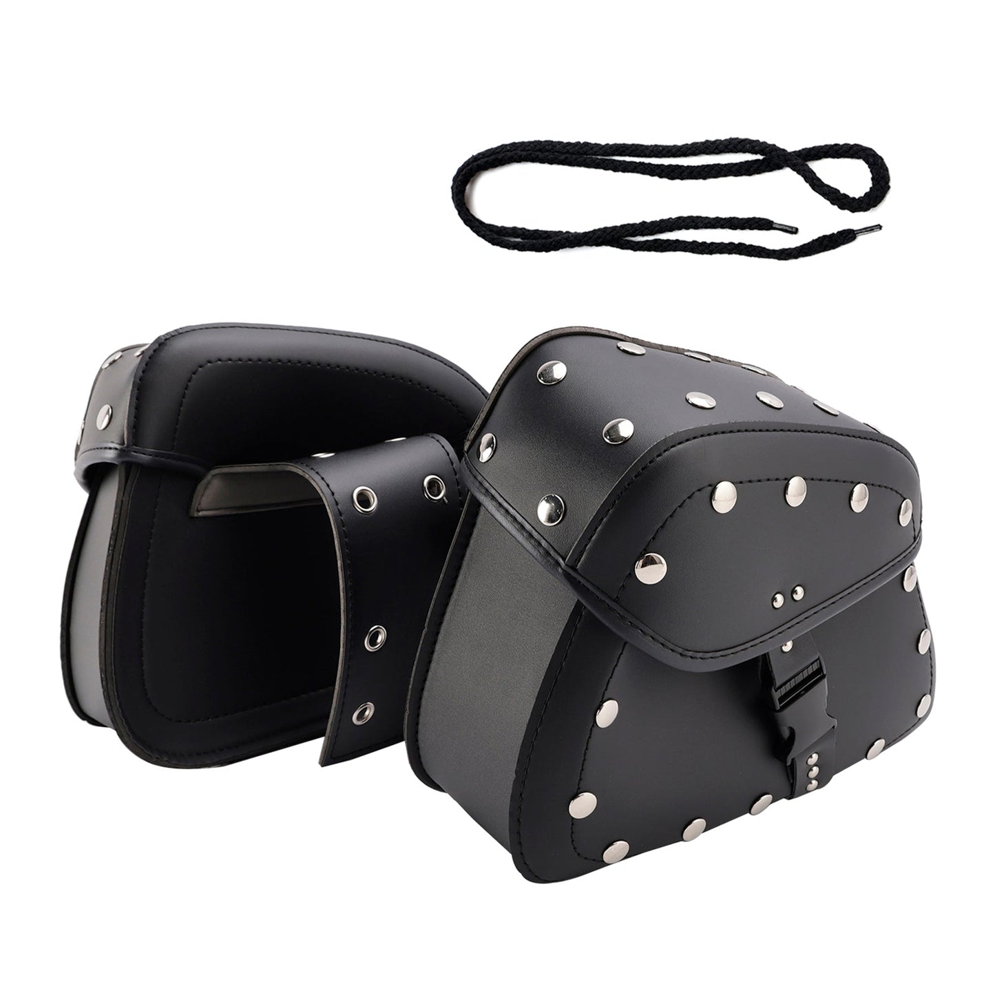 Universal Saddlebag Side Storage Tail Bag Pu Luggage Black 22L For Motorcycle