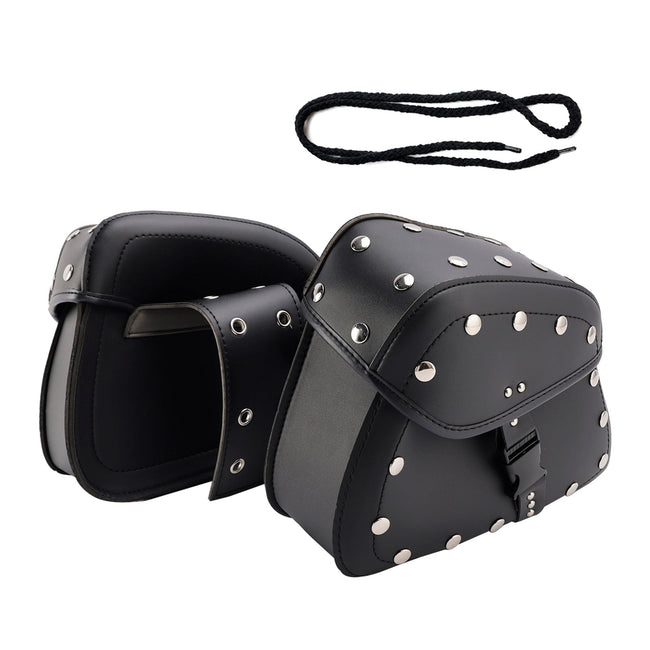 Universal Saddlebag Side Storage Tail Bag Pu Luggage Black 22L For Motorcycle