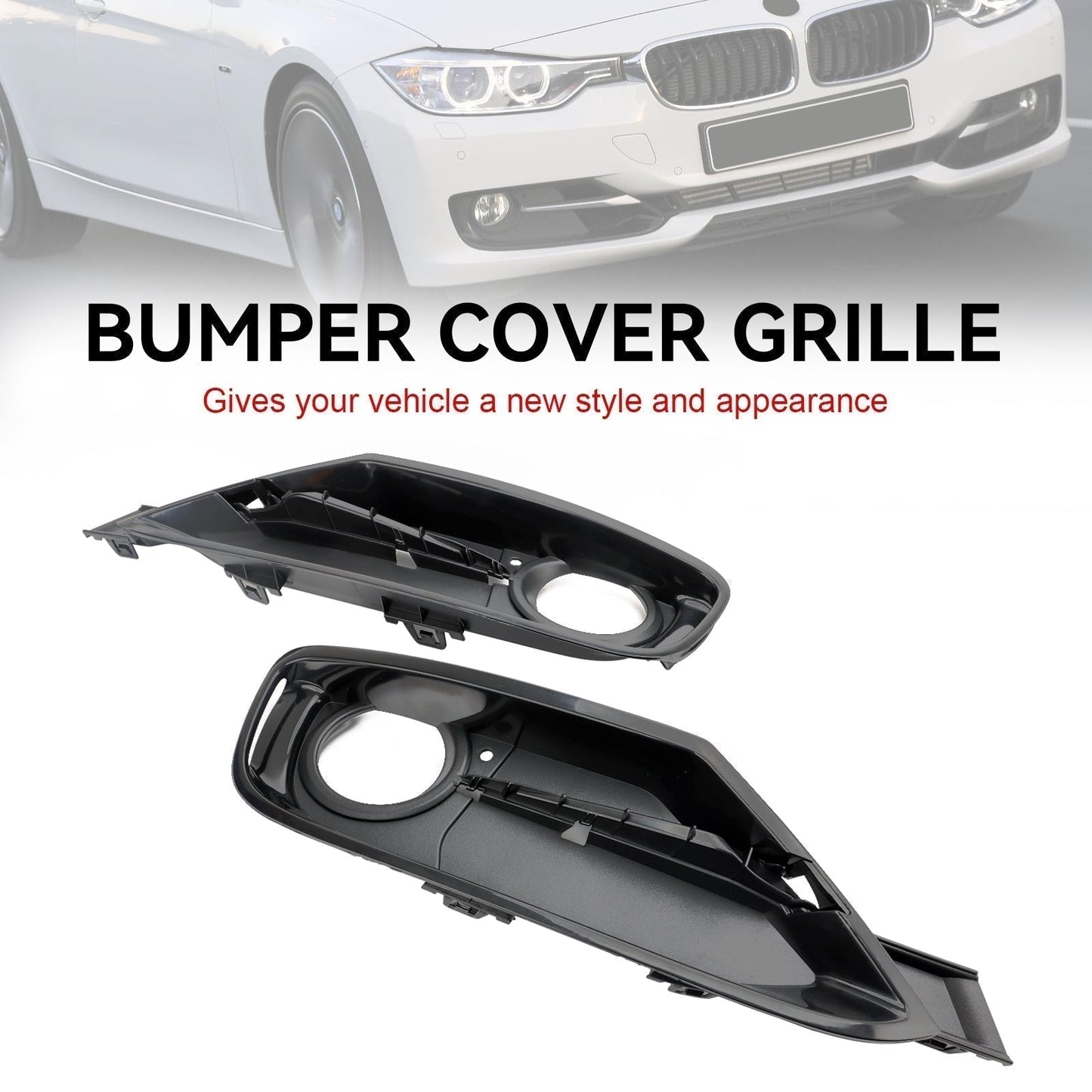 2013-2015 BMW 320i 320i xDrive 2.0L L4-Gas Front Bumper Fog Light Grille Covers 2PCS