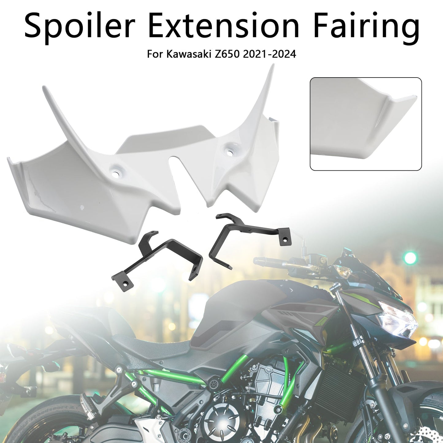 2021-2024 Kawasaki Z650 Front Downforce Spoiler Extension Fairing White