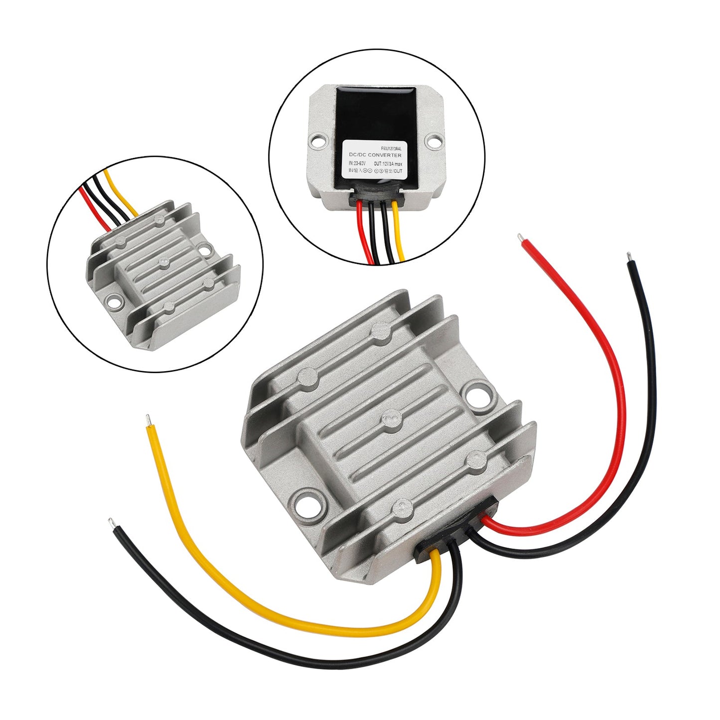 WaterProof 20-60V to 12V 3A 36W Step Down DC/DC Power Converter Regulator