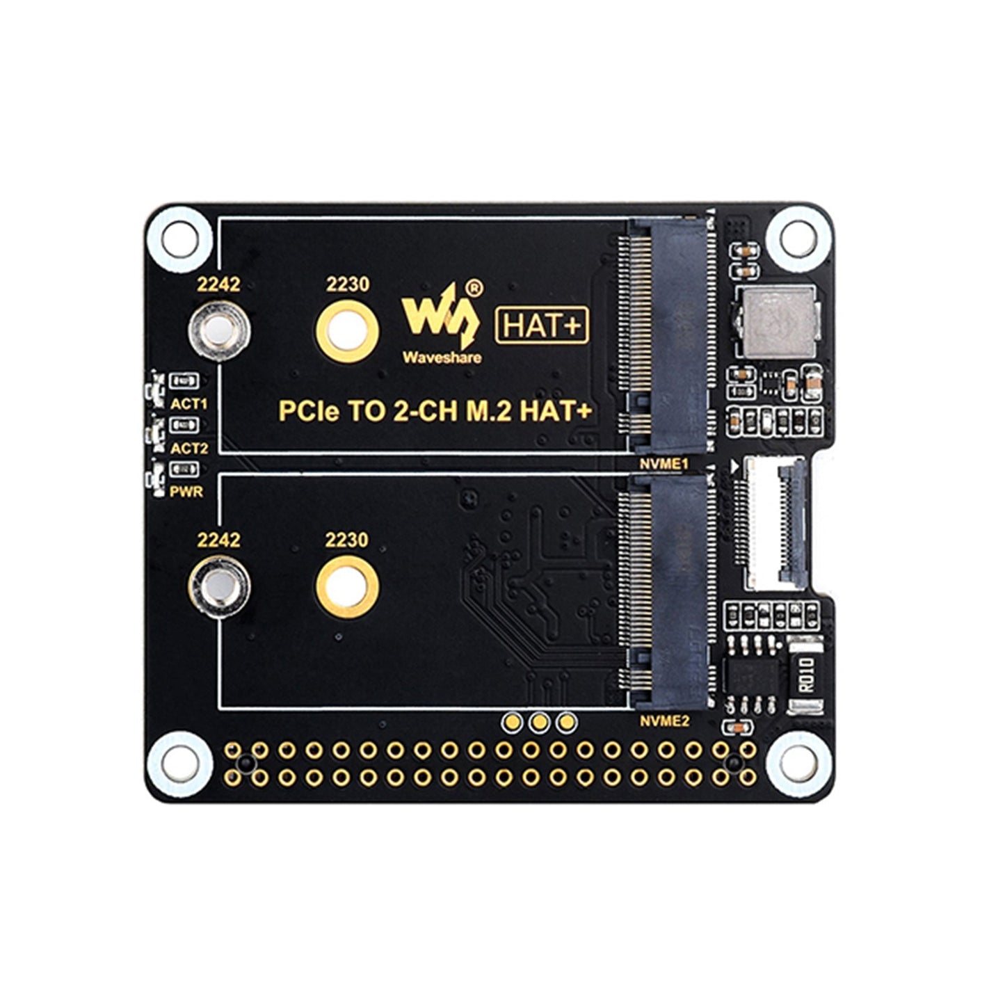 Raspberry Pi 5th Generation PCIe to Dual-Channel M.2 Adapter Board Dual M.2