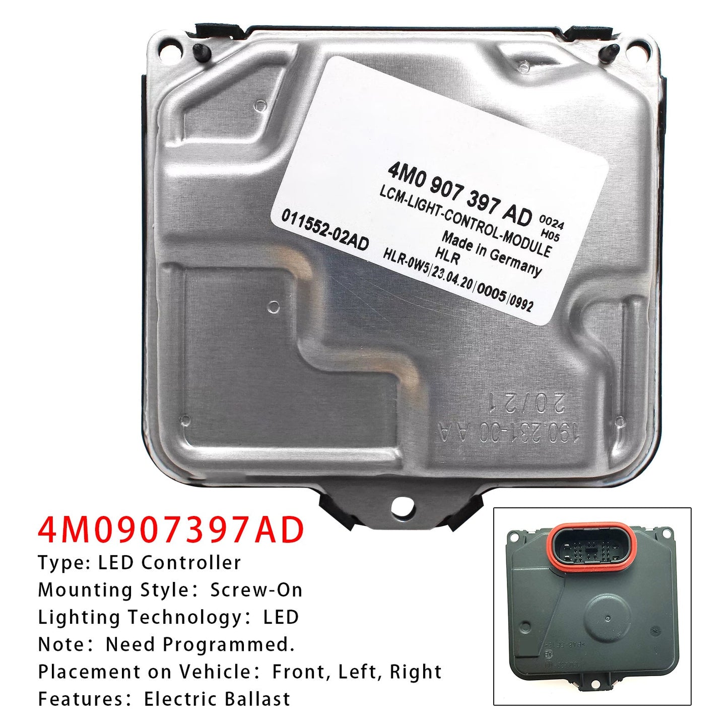 2018-2024 Audi RS4/Avant quattro LED Headlight PR:8IT+8G4+GPO LED Light Control Module 4M0907397AD LCM Matrix