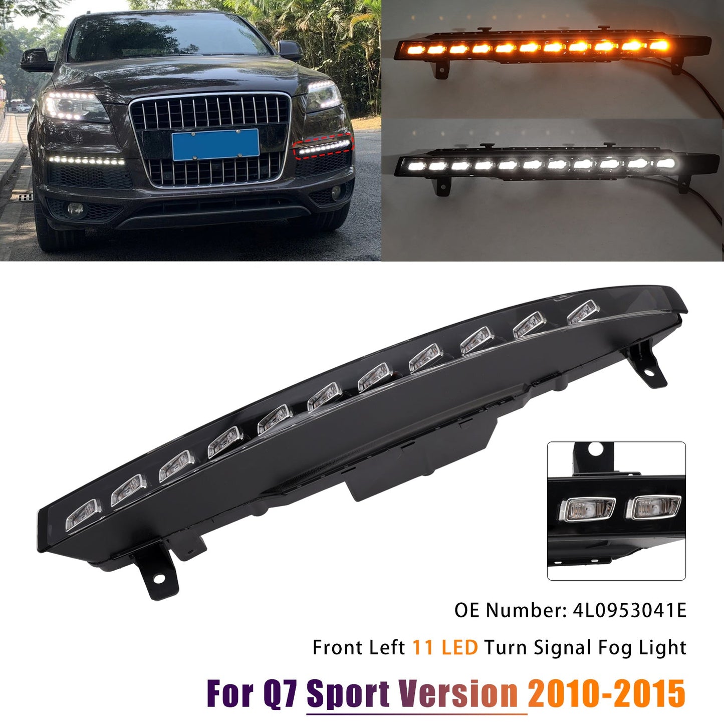 2010-2015 Audi Sport Version Q7 Front Left 11 LED Turn Signal Fog Light 4L0953041E