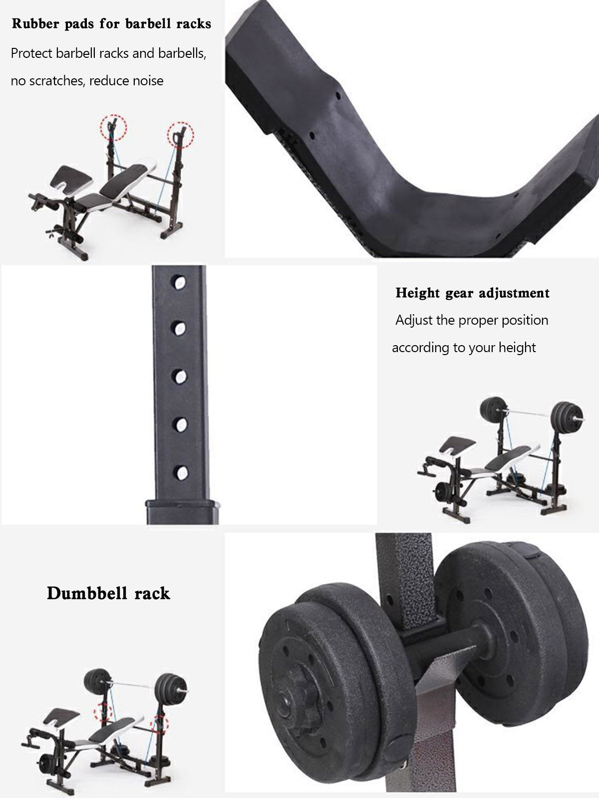 Full Body Workout Weight Bench Adjustable Folding Bench Press W/Barbell Rack