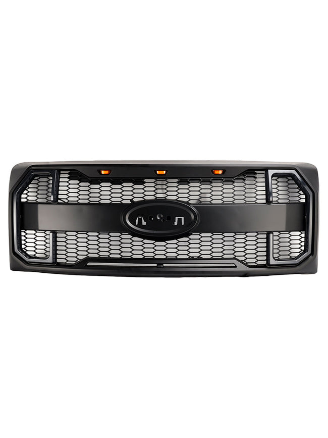 2009-2014 Ford F150 Matte Black Raptor Style Front Bumper Grille Grill W/LED