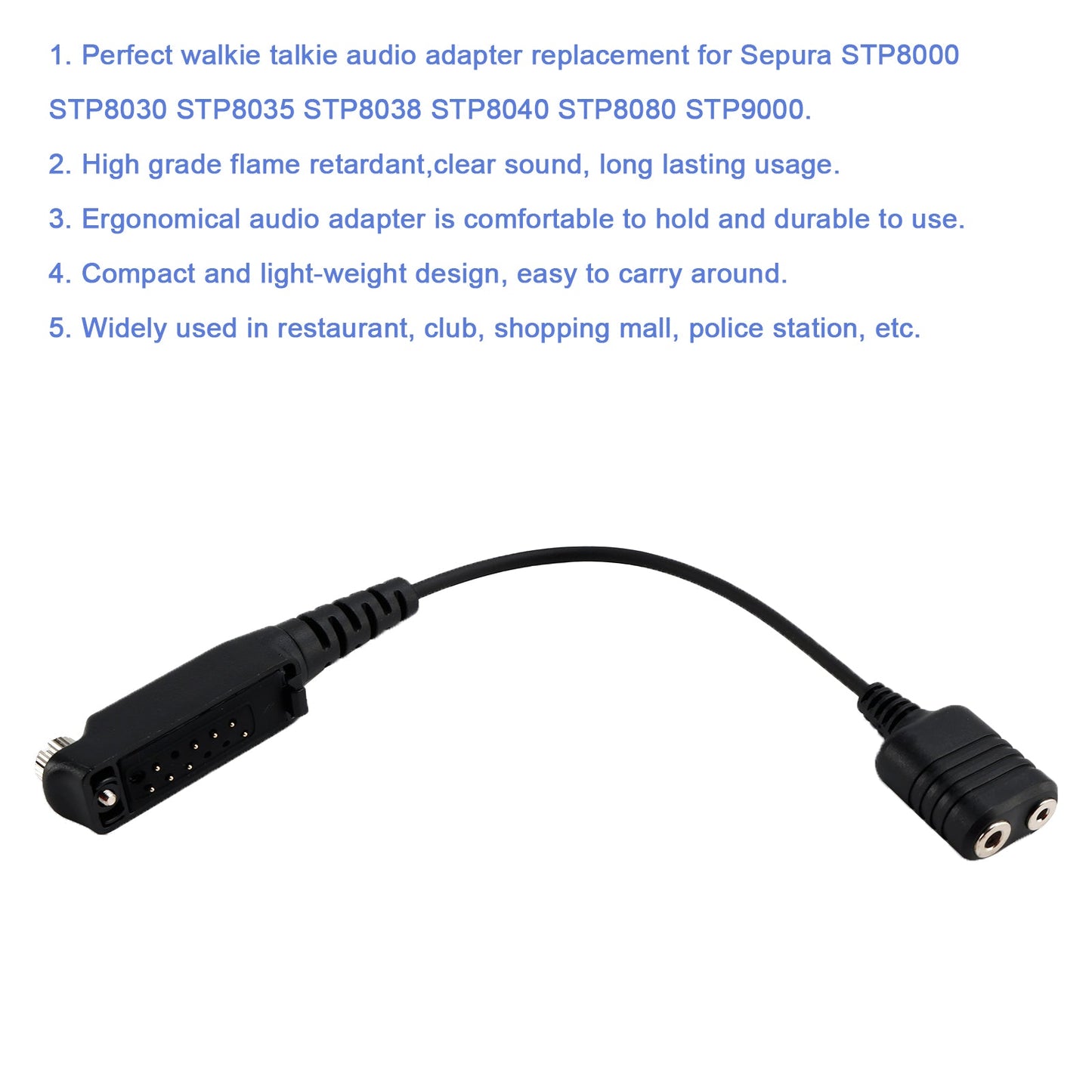 K Interface 2Pin Headset Port Converter Cable for Sepura STP8000 STP8030 STP8035