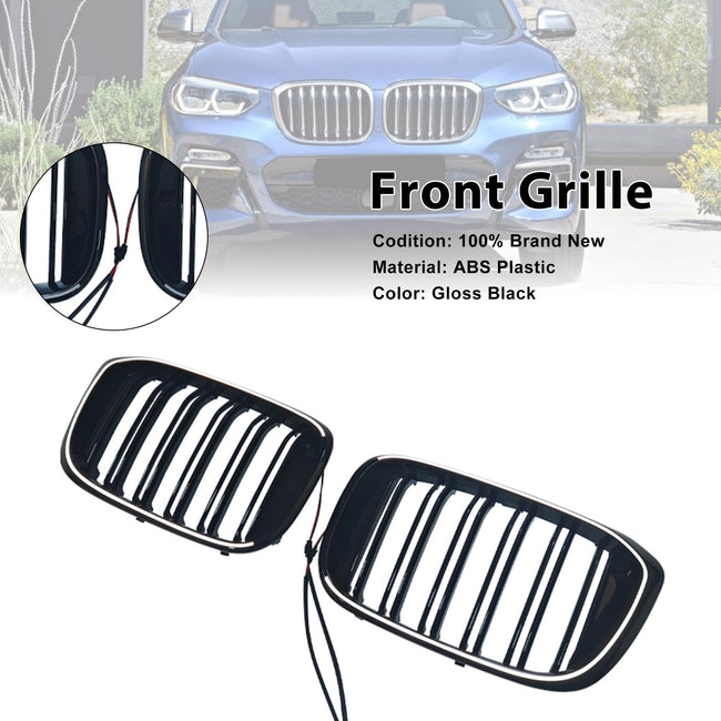 Front Kidney Mesh Grille Grill Fit BMW X4 G02 X3 G01 G08 2018-2021 Pre-Facelift
