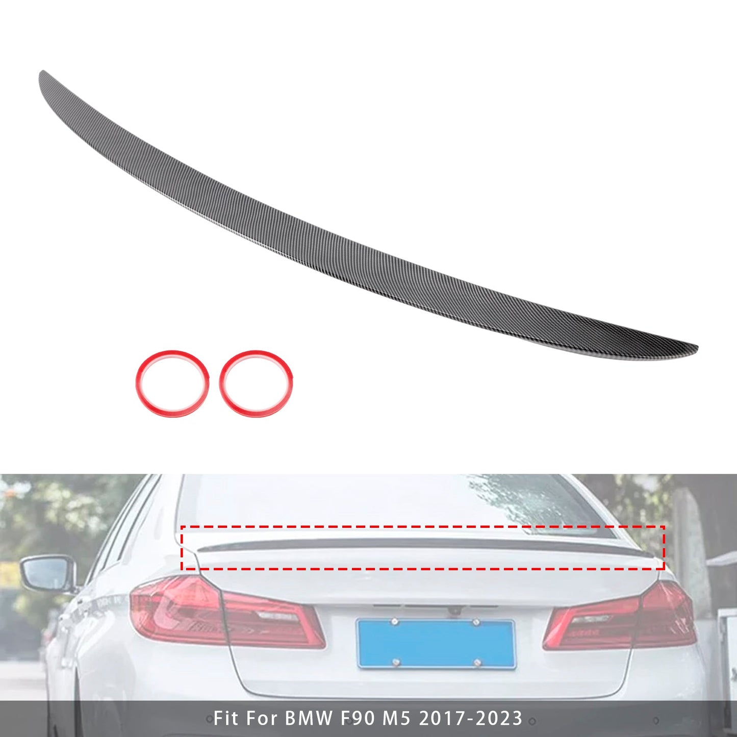 2017-2023 BMW G30 G38 F90 M5 MP Carbon Fiber Style Rear Trunk Spoiler Wing