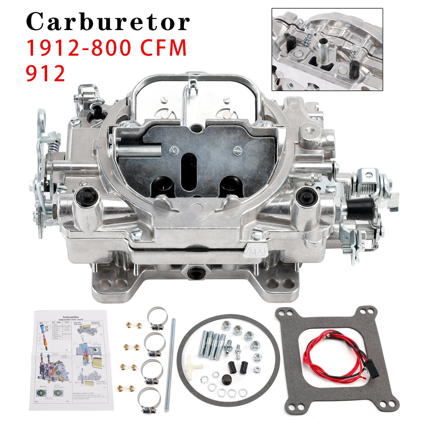 Carburetor Square Flange 4 Barrels 1912-800 For 1912 Thunder Series Avs2 800 Cfm