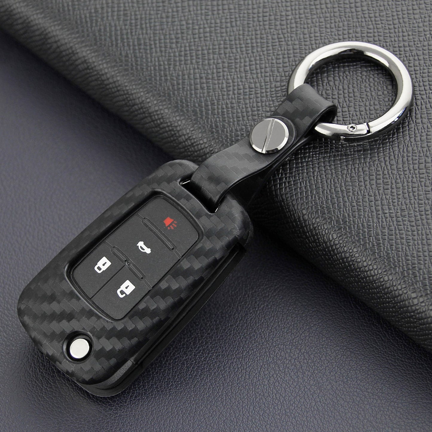 Leather Silicone Car Key Case Cover With Buckle For Chevrolet