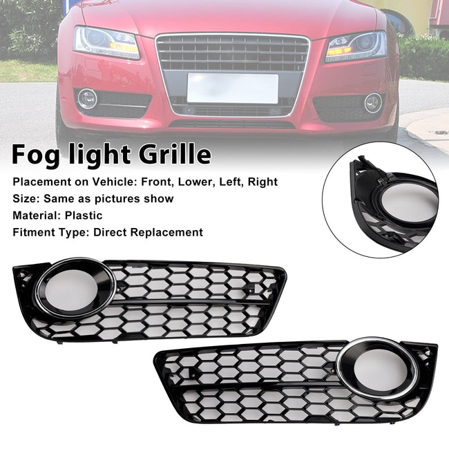 2007-2011 Audi A5 2PCS Honeycomb Front Fog Lamp Cover Grille Grill 1522024