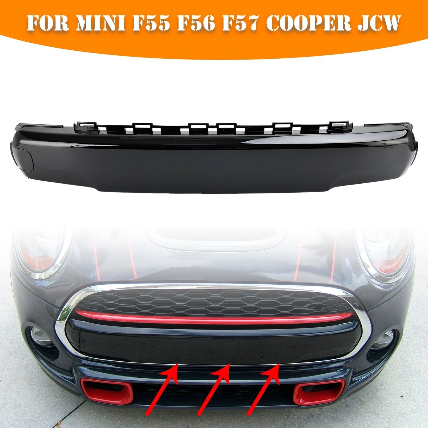 11/2014 — 12/2021 MINI Cabrio F57 Cooper S Front Number Plate Cover 51117337791 Gloss Black