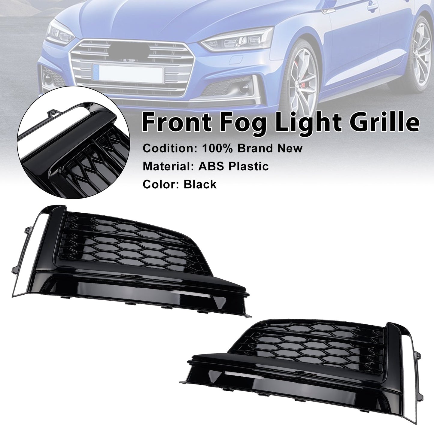 2018-2019 Audi A5 S-Line S5 Front Bumper Fog Light Grille Cover Grill