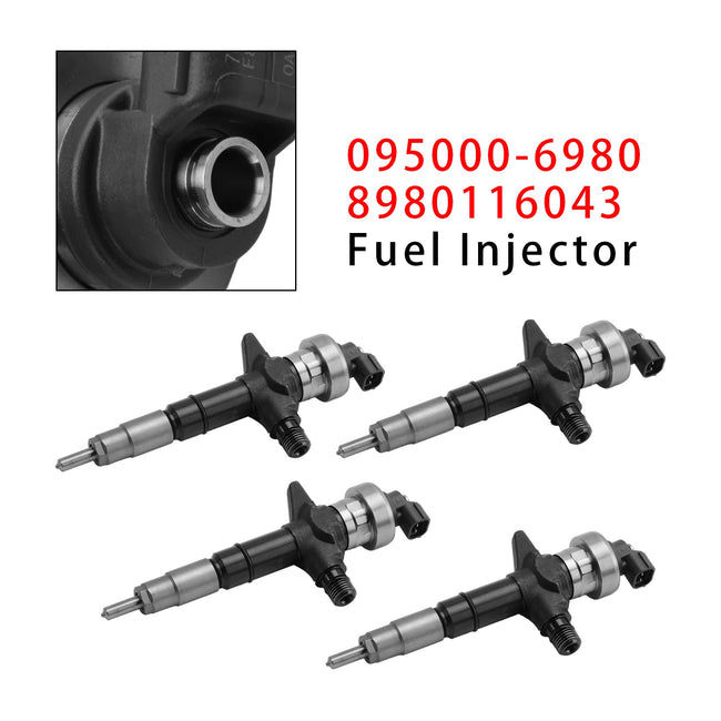 4Pcs Fuel Injector For Isuzu Dmax Holden 3.0L 4JJ1 095000-6980 8980116043